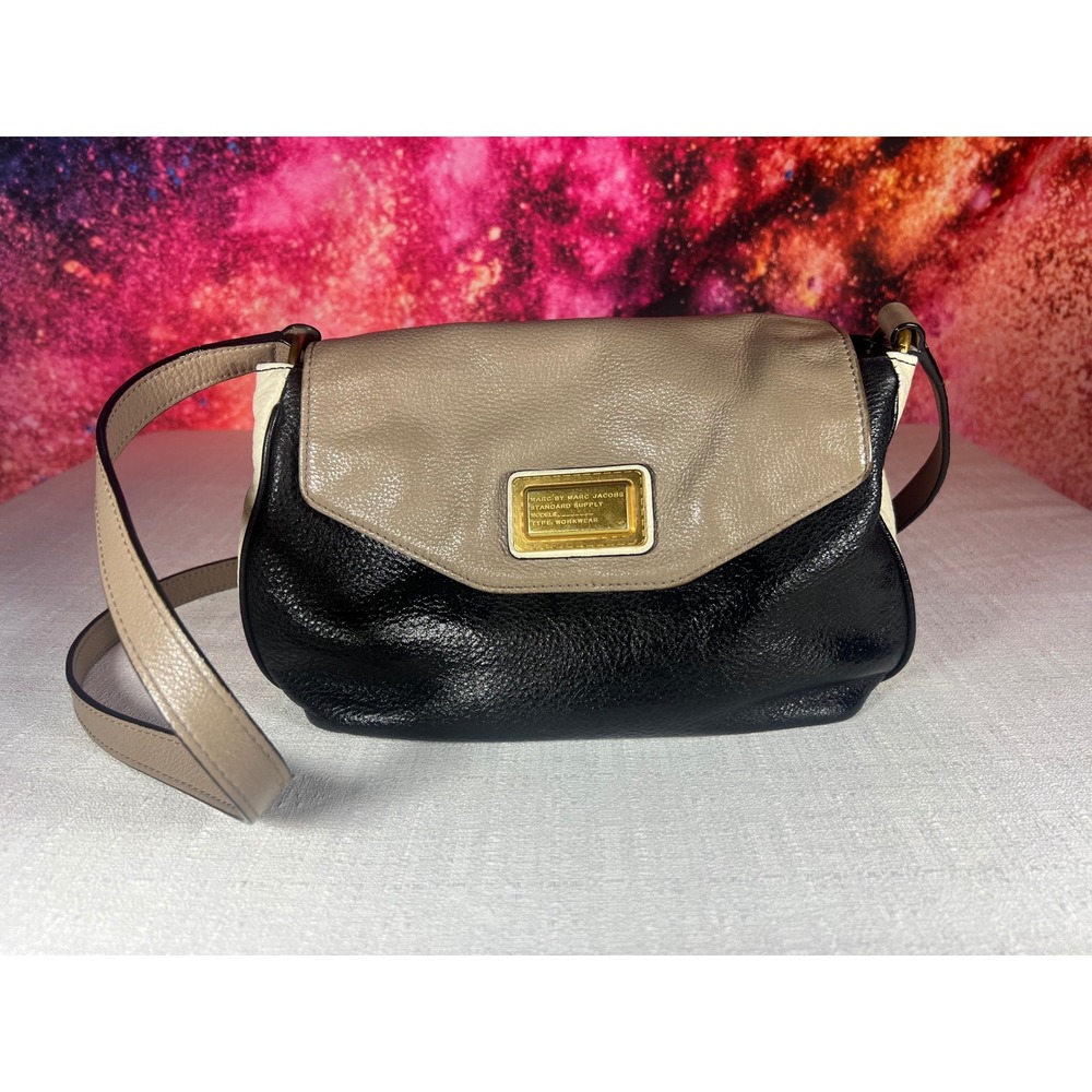 Marc by Marc Jacobs Standard Supply Crossbody Bag Tri-Color Leather Black Taupe